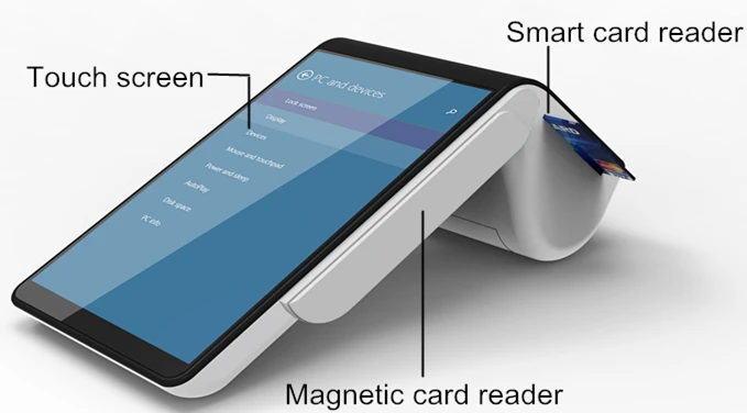 Мобильный android pos wifi Термальный чековый принтер с NFC/смарт-картой/MSR/считыватель