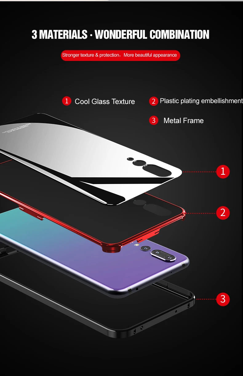 Для huawei P20 Pro защитный чехол Бампер металлический покрытие сотового чехол для телефона для huawei P20 назад закаленное Стекло высокое качество роскошные