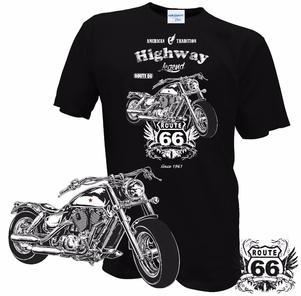 Новинка, мужская летняя футболка с круглым вырезом, Байкерская Route 66, моторорад, рокер, чоппер, на заказ, США, классический дизайн, футболки