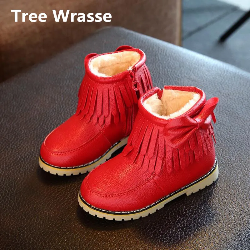 Зимние ботинки для девочек детская хлопковая обувь с бабочками Детские Ботинки