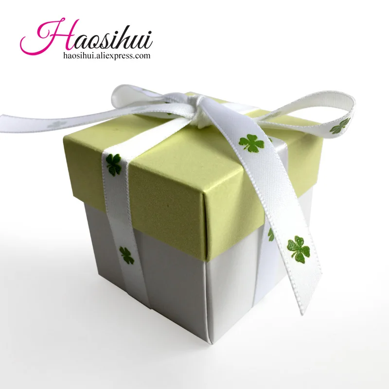 Haosihui 25 шт./лот новая классическая зеленая + белая маленькая коробка для конфет с