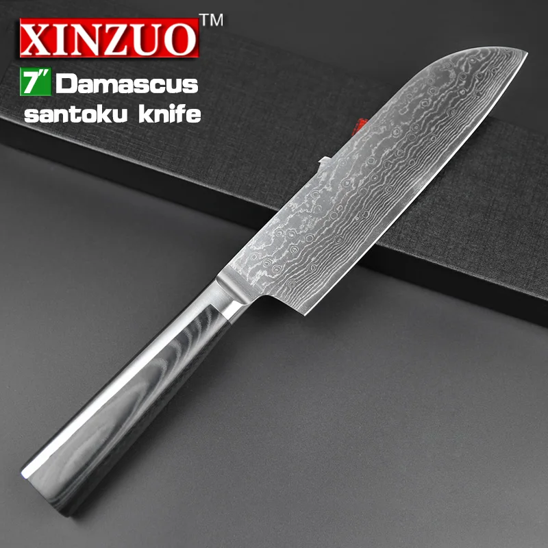 XINZUO 7 inch Santoku Knife Japanese Chef Knives VG10 Damascus Steel Kitchen Sharp Stainless Slicing | Дом и сад