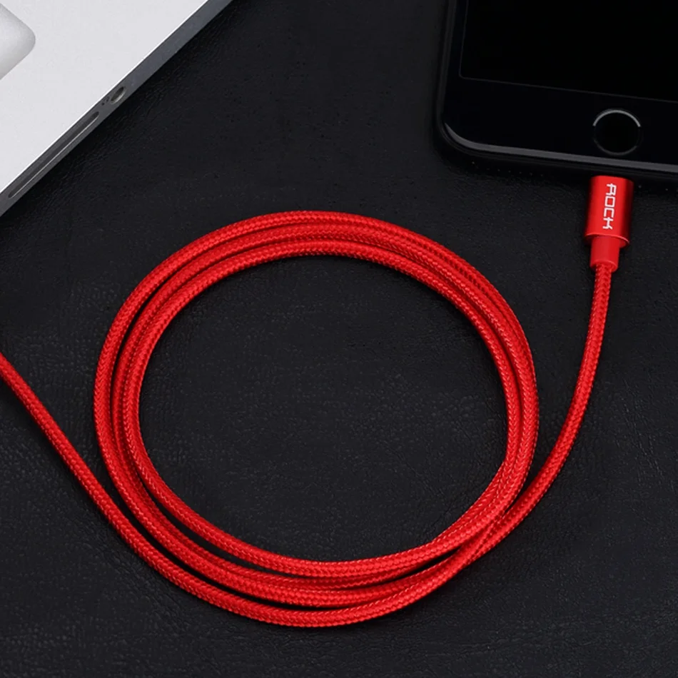 ROCK Metal MFI сертифицированный USB кабель для iPhone 5 SE 6 6s 7 plus нейлоновая оплетка волокна Быстрая зарядка для iPhone кабель