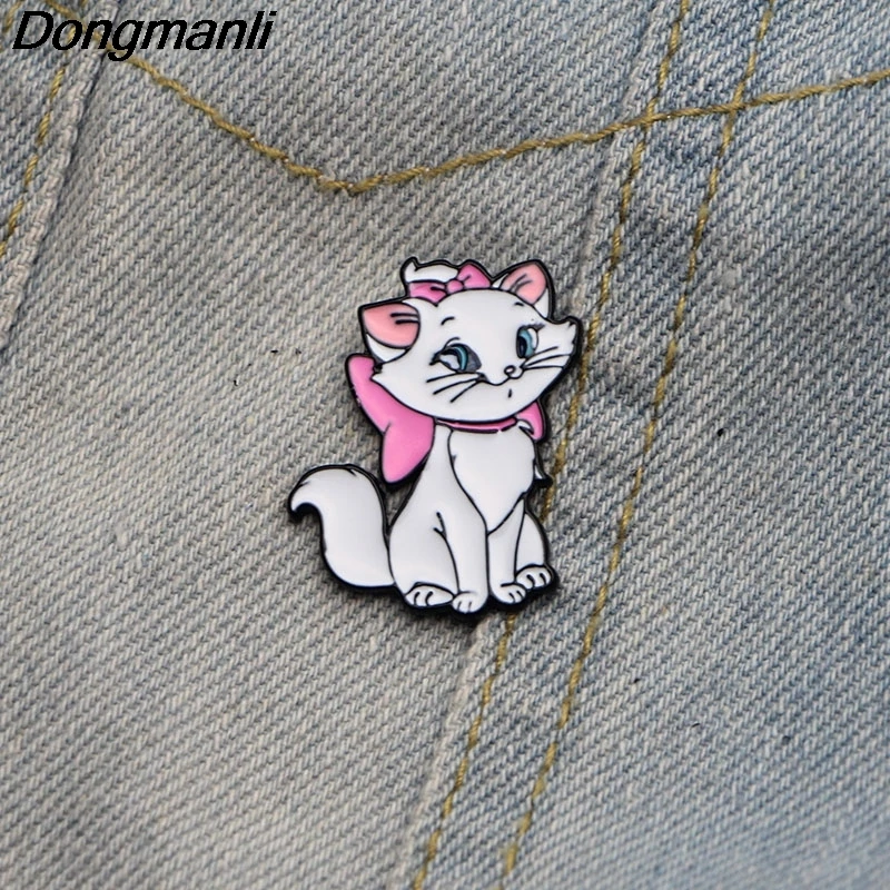 M1819 DMLSKY мода Marie Cat Эмаль Булавка мультфильм Милая брошь значки на одежду значки животные булавки