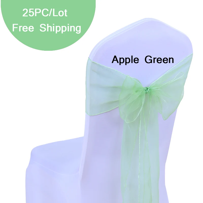 25 шт./лот свадебные банты для стульев украшенные кристаллами органза галстук