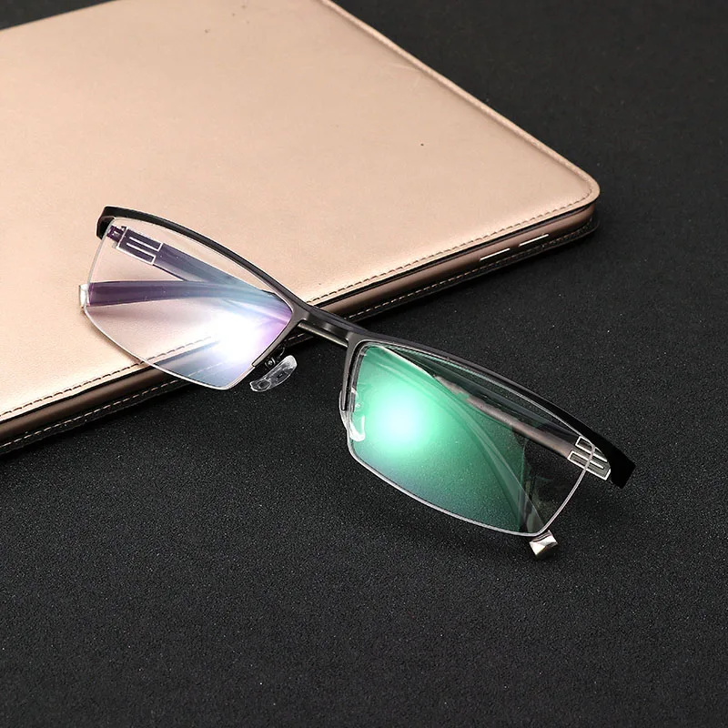 

High-end Business Reading Glasses Stainless Steel Half Rimless Eyeglasses Frame Optical Prescription Eyewear