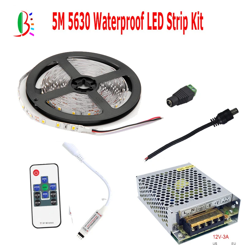 DC 12V Светодиодная лента 5630 Водонепроницаемая 5M 10M 60 Led/M светодиодная лампа Диодная