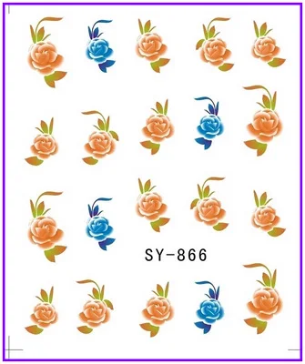 6 упак./лот блеск переводка NAIL ART наклейки на ногти цветок фиолетовый Магнолия SY861