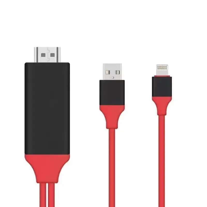 Red 8 Pin Micro USB C для Pro HDMI HDTV AV кабель адаптер для iPhone 5 5S 6 7 Plus Ipad зарядка USB HDMI адаптер кабель Z2 - Color: Red
