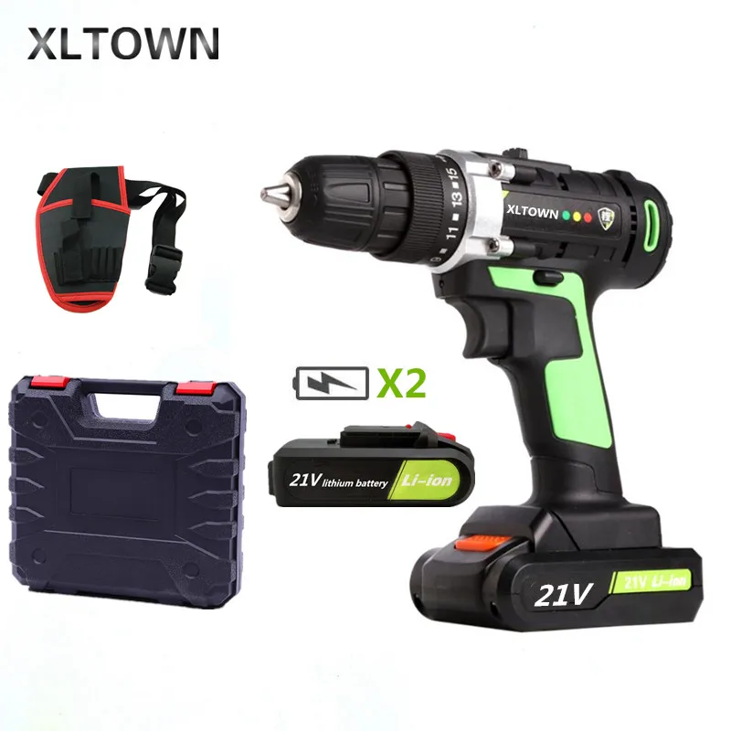 XLTOWN 21v cordless electric screwdriver with 2 battery rechargeable lithium Multifunctional drill bit | Инструменты