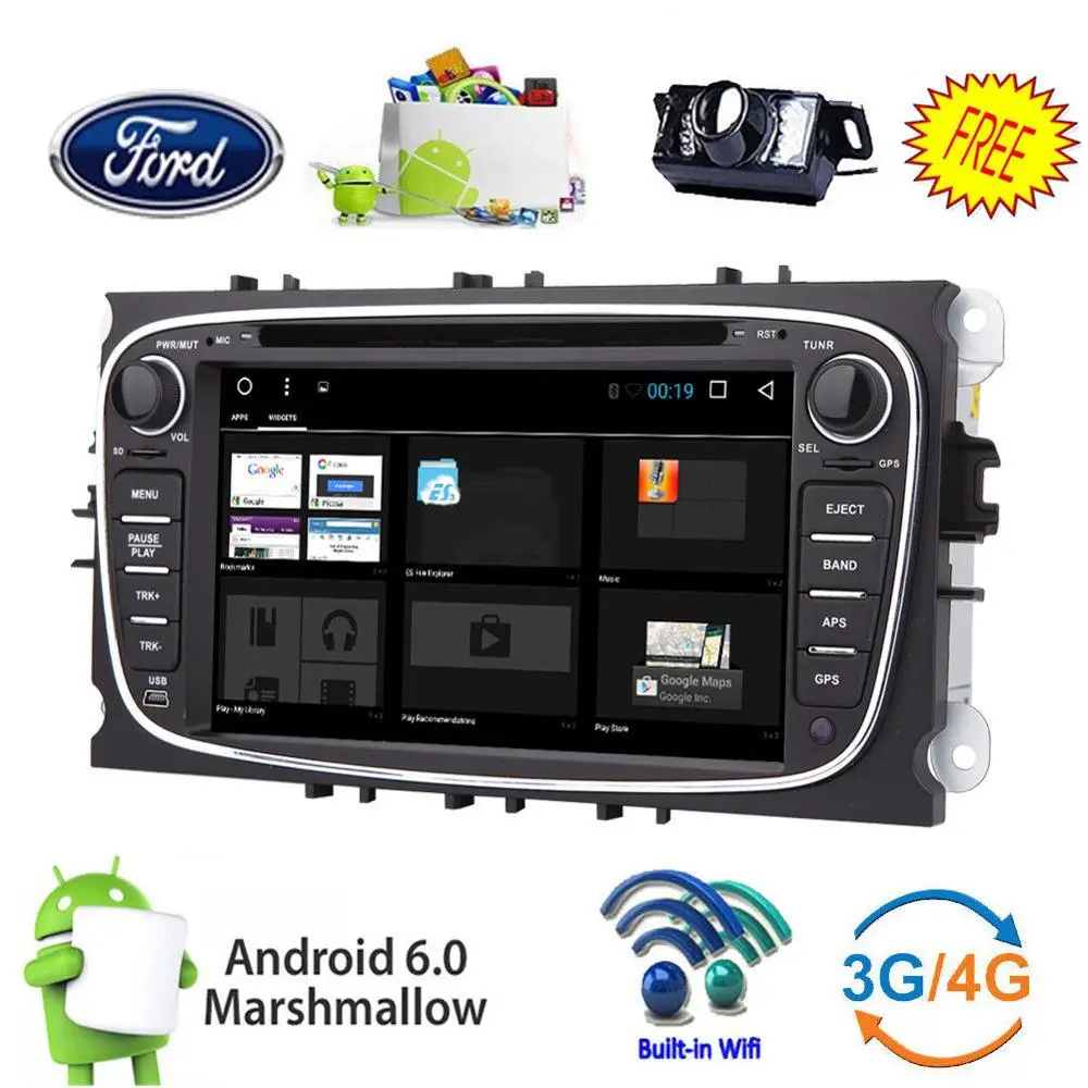 Автомобильный dvd плеер Android 6 0 gps Navi Радио для Ford Mondeo Focus S Max 2007 2011 головное