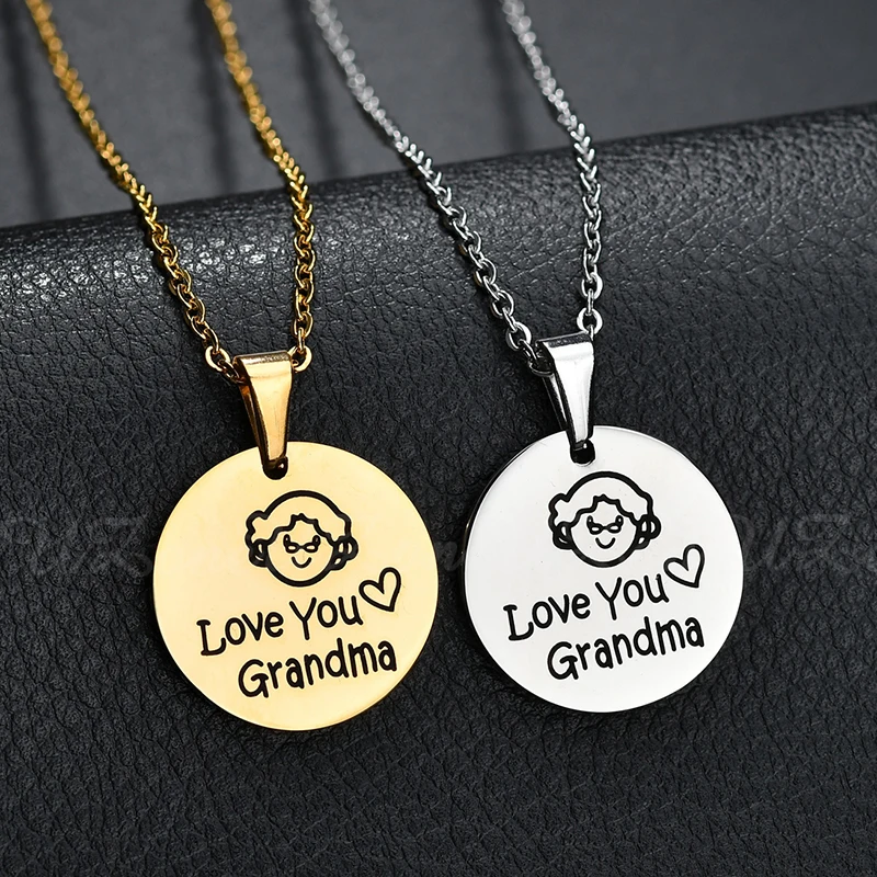 Uzone новый модный семейный Кулон из нержавеющей стали с надписью Love You Grandma