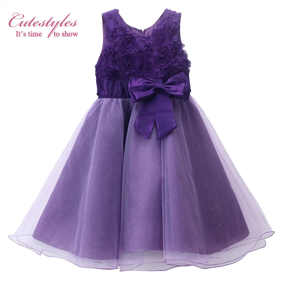 Cutestyles 2020 Новинка Цветочная девочка фиолетовая Роза платье для вечеринки с бантом