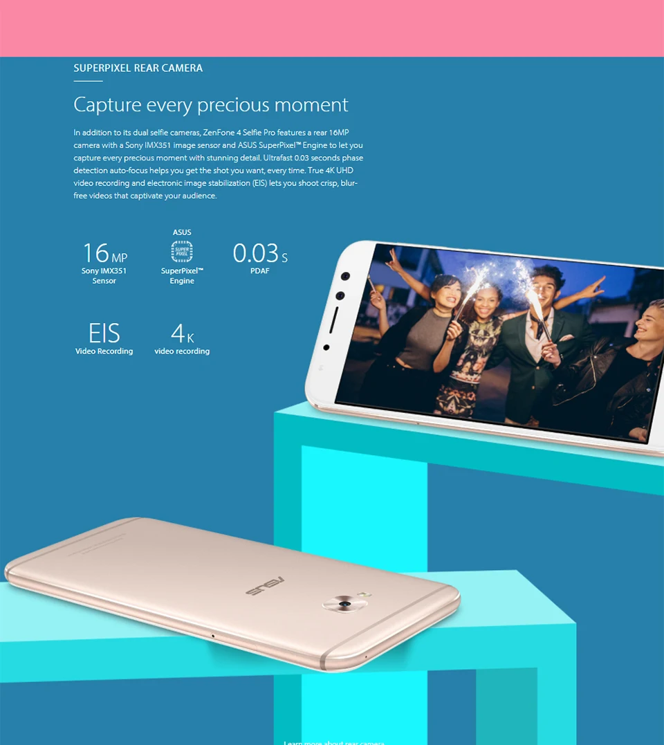 Смартфон ASUS ZenFone 4 Selfie Pro ZD552KL 5,5 ''FHD с двумя передними объективами 24 МП(12 МП* 2) Восьмиядерный мобильный телефон Snapdragon 625 4 Гб ram