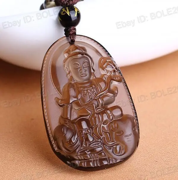 free shipping 100% Natural Clear Obsidian Hand Carved GuanYin Lucky Amulet Pendant + Necklace | Украшения и аксессуары