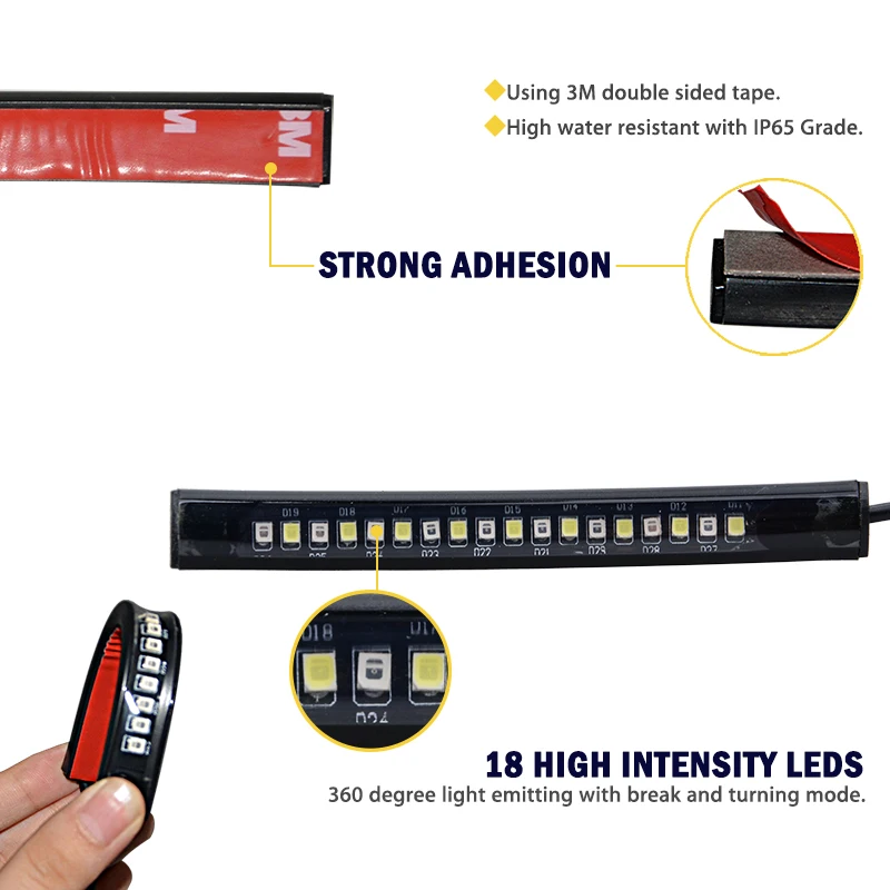 2 шт. светодиодные мотоциклетные белые красные янтарные 18 светодиодов полосы