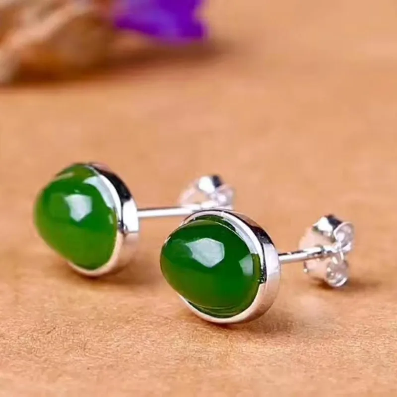 Серьги с подвеской из нефрита и натурального ювелирные серьги инкрустированные