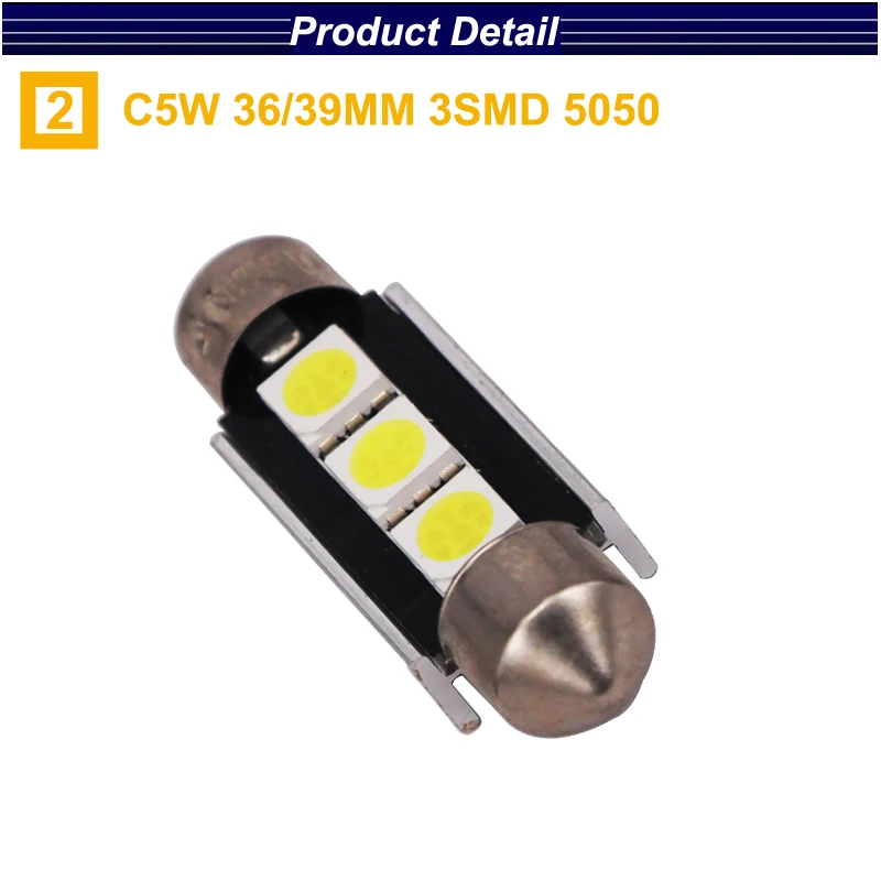 Eseastar 2 шт. C5W 31/36/39/42 мм 3SMD 5050 Светодиодные белые автомобильные canbus светодиодные