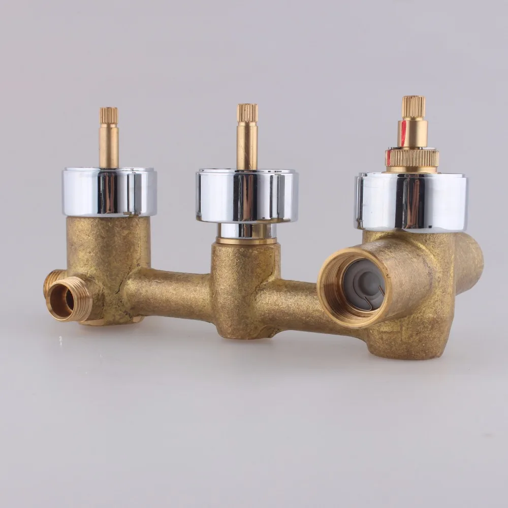 

Bathroom High Flow Thermostatic Shower Mixer Valve, Concealed 3 Way Faucet Diverter Cartridges Square Round Chrome 11-102-3