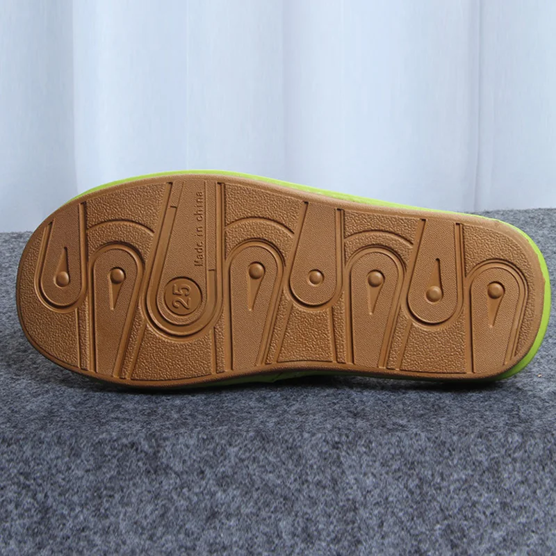 Winter Ladies Warm Non-Slip Slippers Couples Genuine Leather Thick Bottom Flat Shoes Women Home Men's |