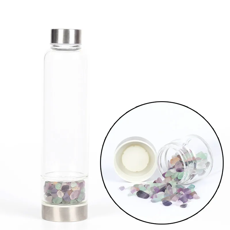 Color fluorite Продукт, креативный натуральный кварцевый кристалл, стеклянная бутылка для воды, гравий неправильной формы, каменная чашка, палочка, исцеляющая, наполненная эликсиром, чашка - Цвет: Color fluorite