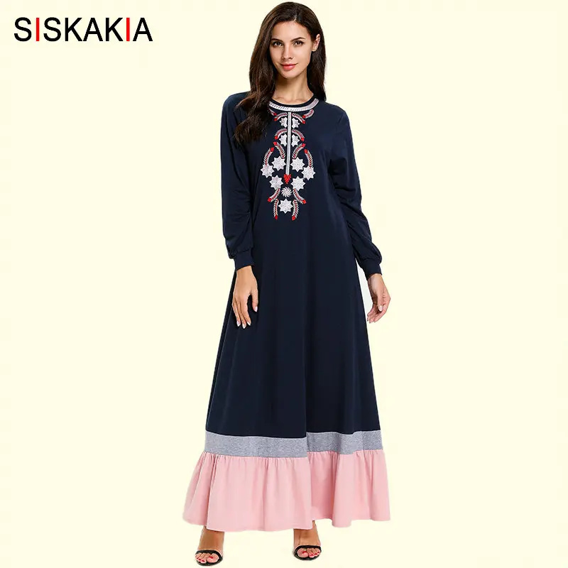 Фото Женское повседневное длинное платье Siskakia в этническом стиле с цветочной