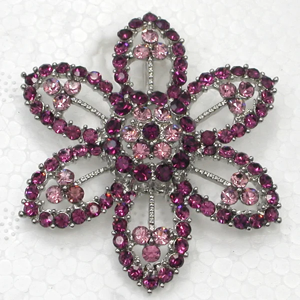 

Purple Crystal Rhinestone Flower Pin brooches C2093 D