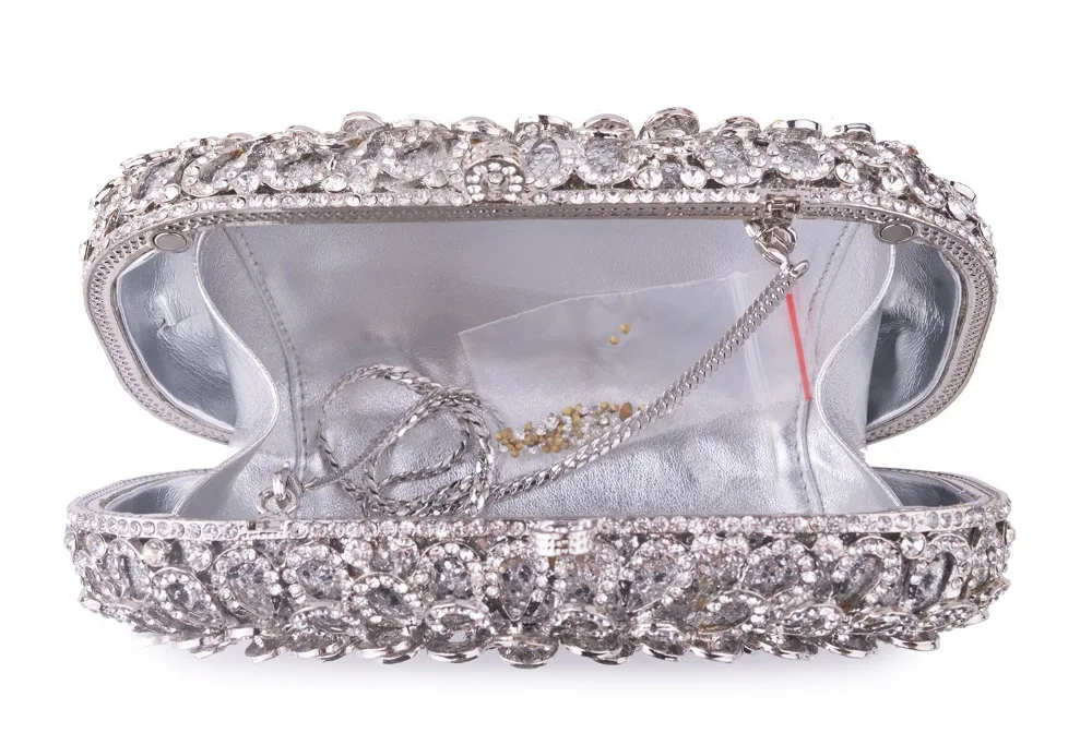 

XIYUAN silver Diamond luxury Crystal Clutches Evening Bag Wedding party banquet women bridal Rhinestones Brillant clutch bag