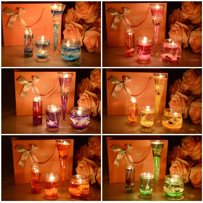 Свеча океан раковины желе свечи набор искусство со стеклом бездымного дома