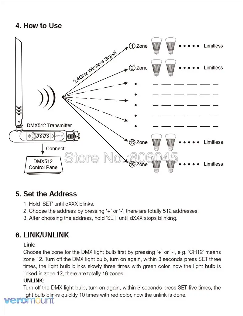 Milight FUTD01 DMX 512 светодиодный передатчик 2,4G беспроводной 3Pin XLR DMX512 приемник адаптер для дискотеки светодиодный прожектор