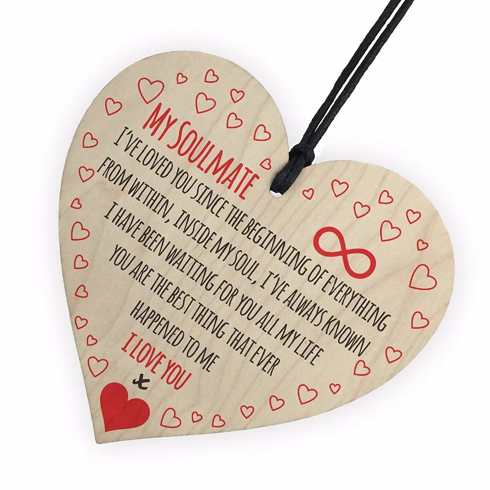 My Soulmate I Love You деревянная висячая доска с сердцем милый знак День Святого