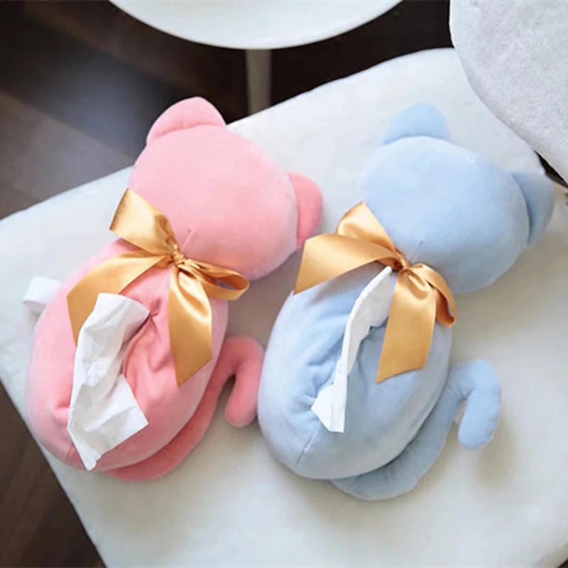 Креативная коробка для салфеток в форме кошки с обратной стороны плюшевая виде