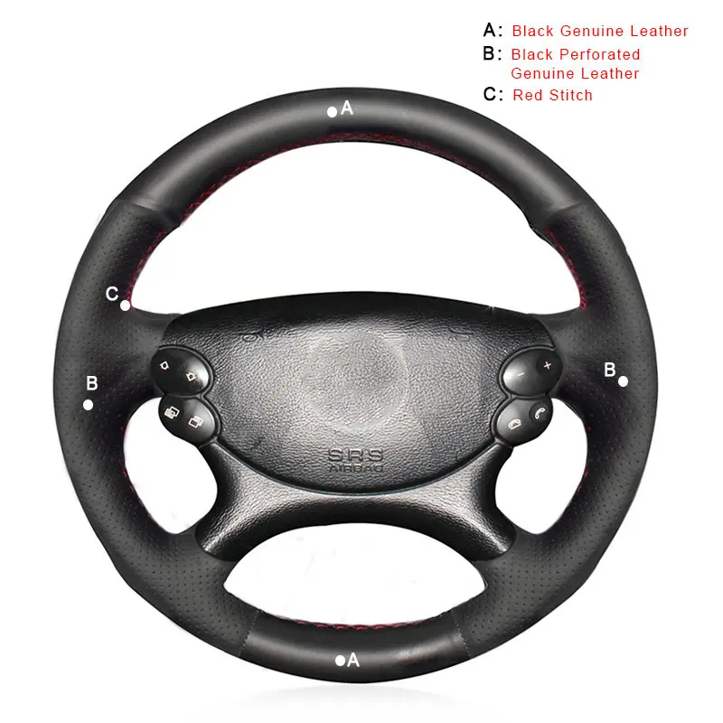 Genuine Leather Car Braid On The Steering Wheel Cover for Mercedes Benz E63 AMG 2006-2008 CLS 63 AMG 2007 Car-styling Auto Steering Wheel Covers - Название цвета: Genuine Leather
