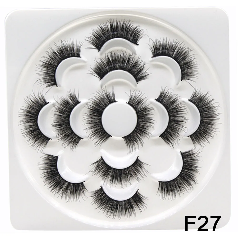 7pairs 3D Thick Mink Eyelashes Fake Lashes Long Makeup Mink Lashes Eyelash Extension False Eyelashes Mixed model - Цвет: F27