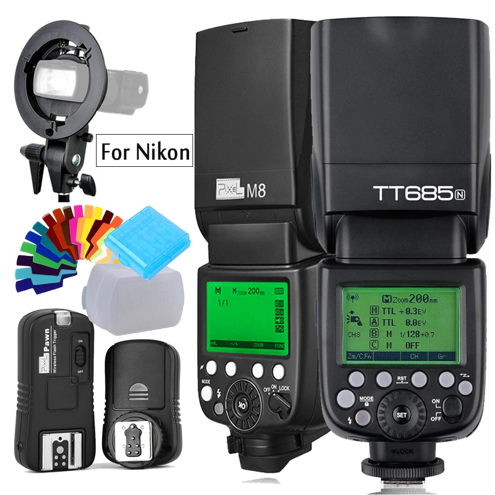 Godox TT685N 2 4G Вспышка TTL HSS вспышка для камеры speedlite + триггер или IN560IV plus Wireles PIXEL M8 ЖК