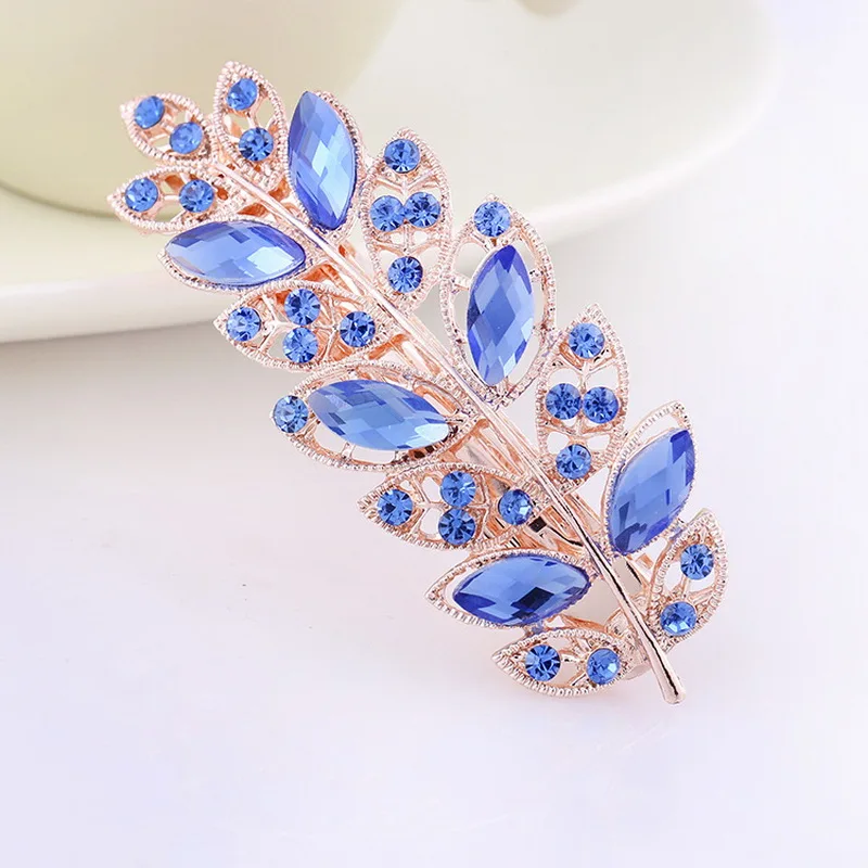 Royal Blue Красивый хрустальный цветок микс сияющий цвет весенний хвост цветок листья заколки для волос для женщин аксессуары для наушников волос - Цвет: Royal Blue