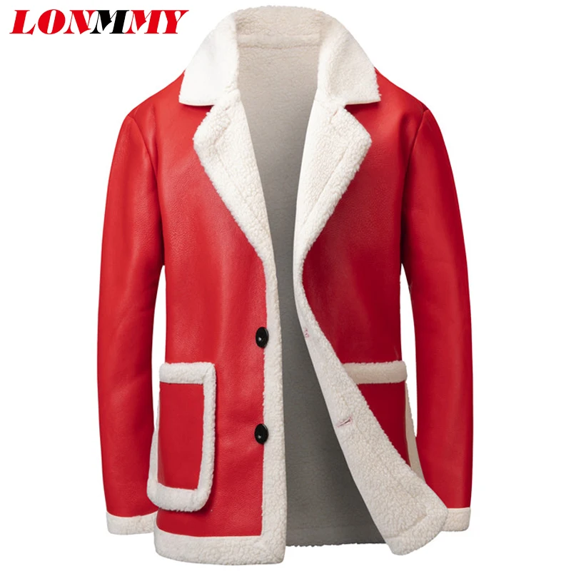 LONMMY 4XL зимняя куртка бомбер мужская из замши PU плюшевая подкладка кожаная Мужская