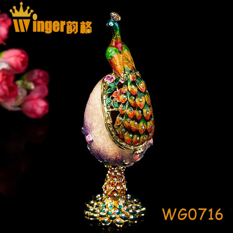 Модный подарок неоновый Павлин Декор Faberge стиль русские яйца безделушка коробка