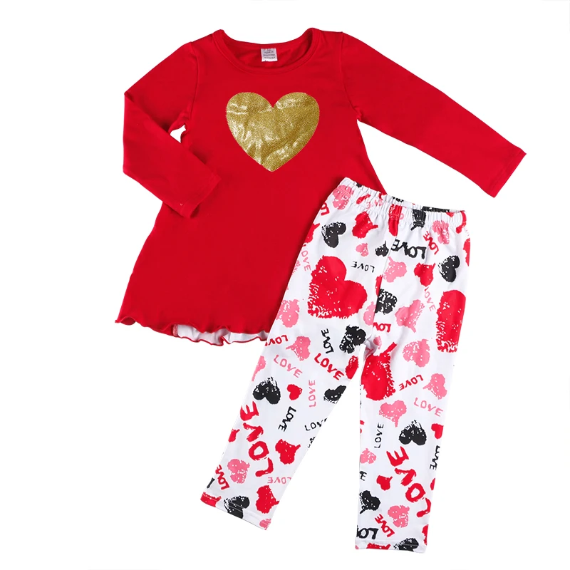Kaiya Angel Boutique/комплект детской одежды на День святого Валентина, От 3 месяцев до 8 лет, топ с длинными рукавами и цветочным рисунком для маленьких девочек+ полосатые брюки, вечерние костюмы для девочек
