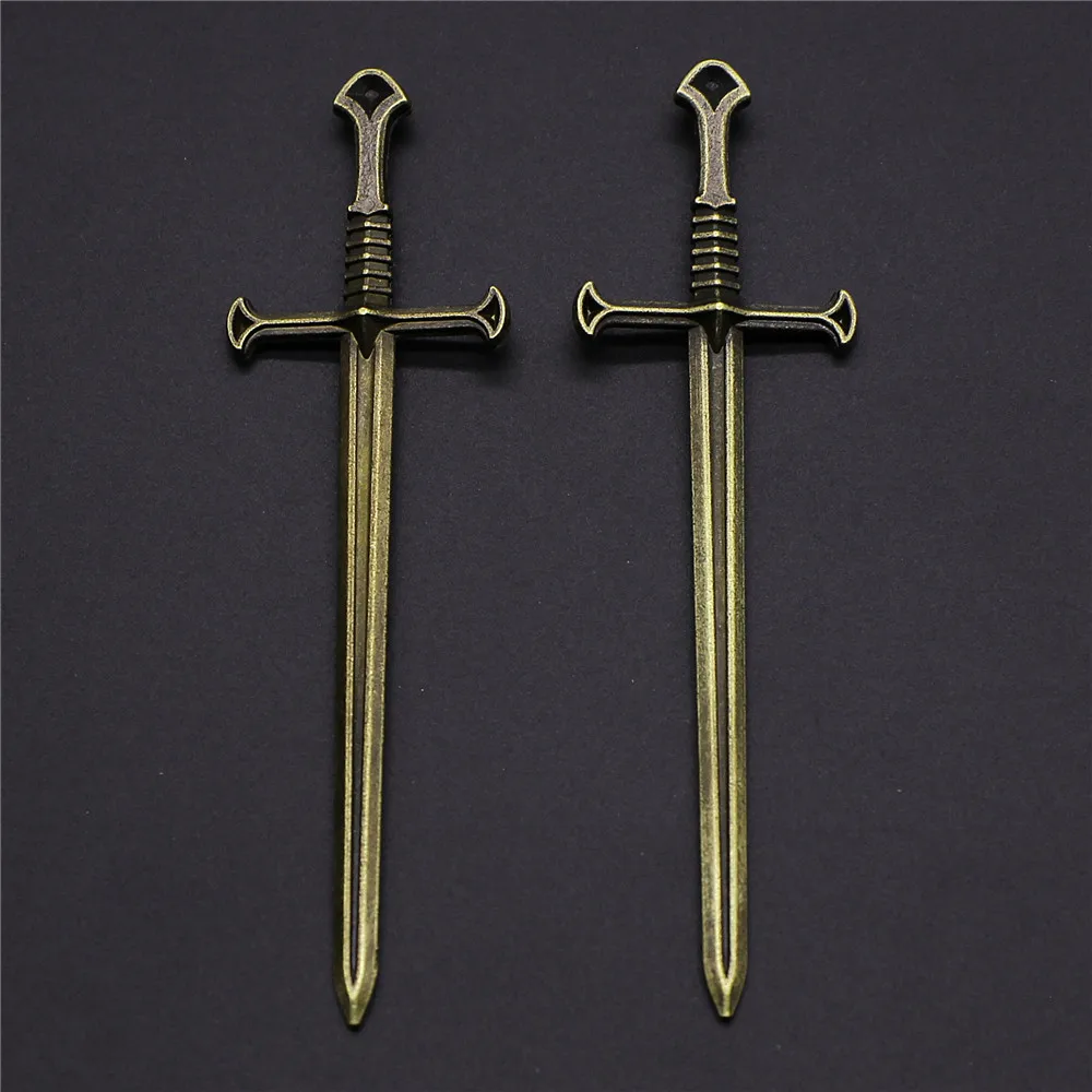 4pcs Sword Pendant Charms DIY Jewelry Making Jewelry Finding 2 Colors Antique Silver Antique Bronze Color 25x87mm - Окраска металла: Покрытие антикварной бронзой