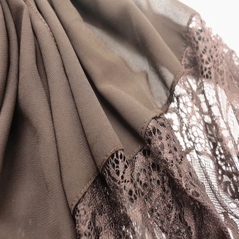 Новинка, шифоновый двухсторонний хиджаб с кружевом, шарф, простые Макси шарфы и шали, роскошные женские мусульманские однотонные шарфы, мусульманская головная повязка