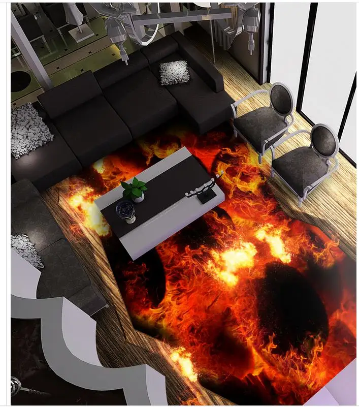 Домашнее украшение огонь на заказ фото самоклеющиеся 3D Пол ПВХ