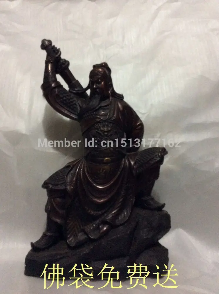 Огромный красивый могучий Китайский бронзовый guangong гуань гун статуя 51 см