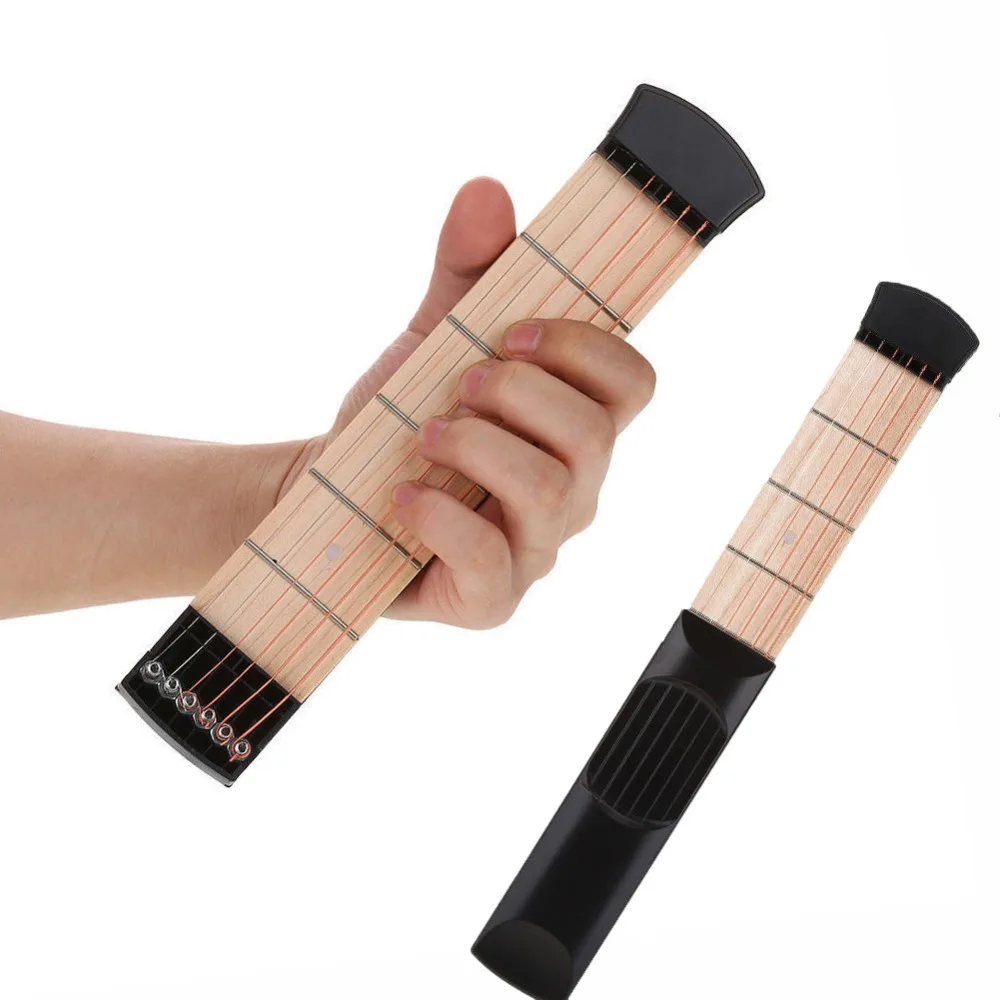 Портативная карманная 6 ладов деревянная гитара для тренировки струн гитарный