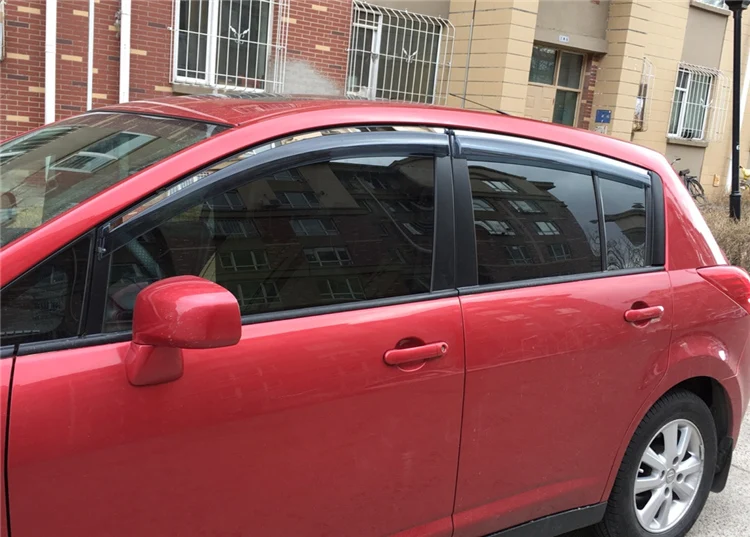 Пластиковый козырек для окон Nissan versa 2006-2010 дефлектор защиты от солнца и дождя 4
