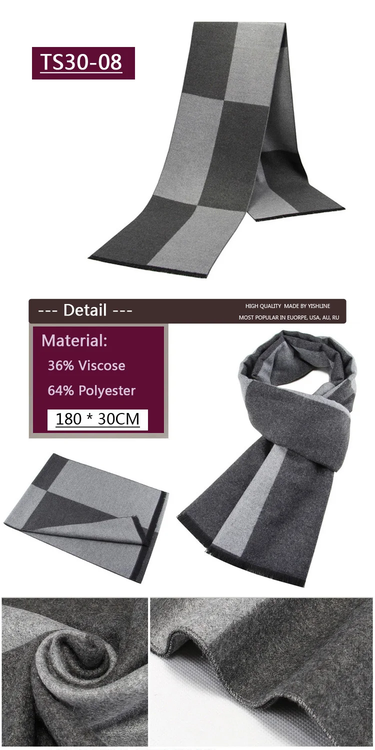 YISHLINE, модные, 180X30 см, Толстые мужские шарфы, зимние, мягкие, мужские, кашемировые, вискозные, с кисточками, шарф, модальный, подарок для отца и мужчины