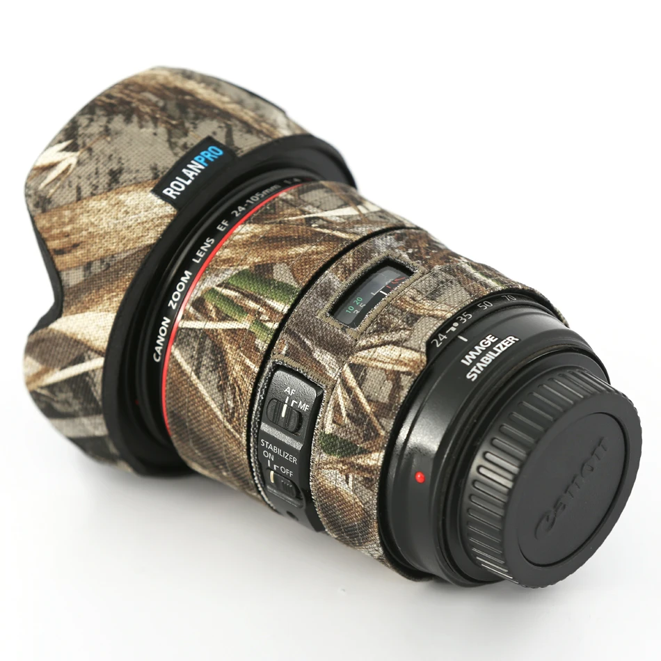 Линзы rolanpro камуфляжное пальто дождевик для Canon EF 24 105 мм f4L IS USM защитный рукав