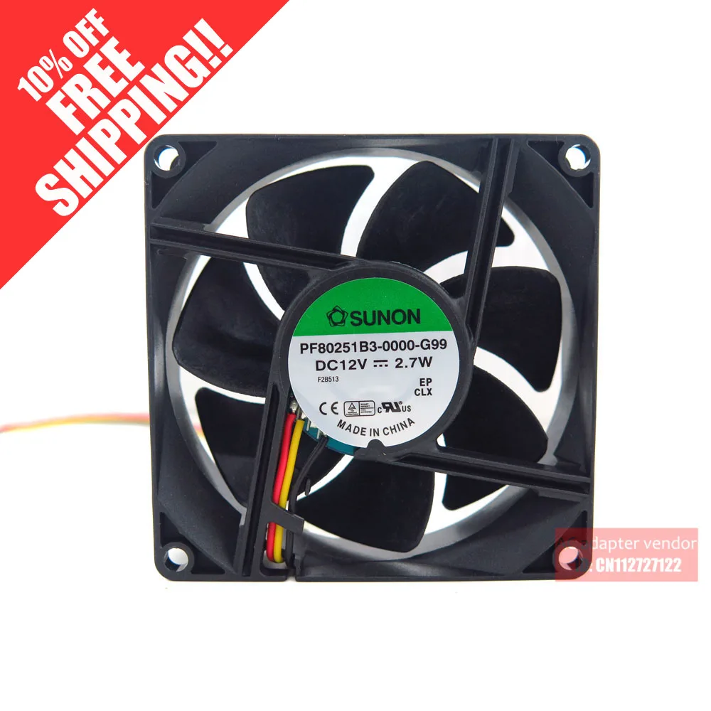 Новый охлаждающий вентилятор SUNON 8025, 12 В постоянного тока, 8 см, KD1208PTB1