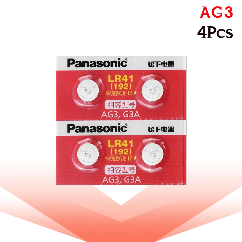 

4pcs LR41 SR41 AG3 G3A L736 192 392A Button Cell Batteries Panasonic 100% Original Zn/MnO2 1.5V Lithium Coin Batteries