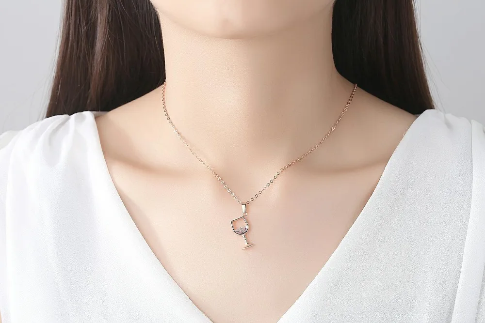 1 шт. подвеска в форме бокала для вина ожерелье с кубическим цирконием цепочка